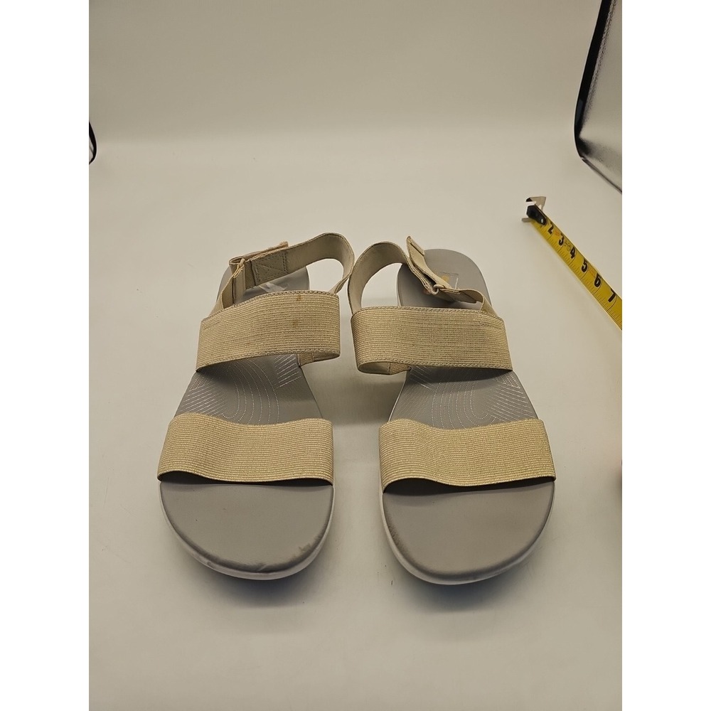 Clarks Women's Arla Jacory Wedge Sandal Gold Straps 9.5